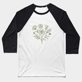 Pink Line Art Flower Bunch Baseball T-Shirt